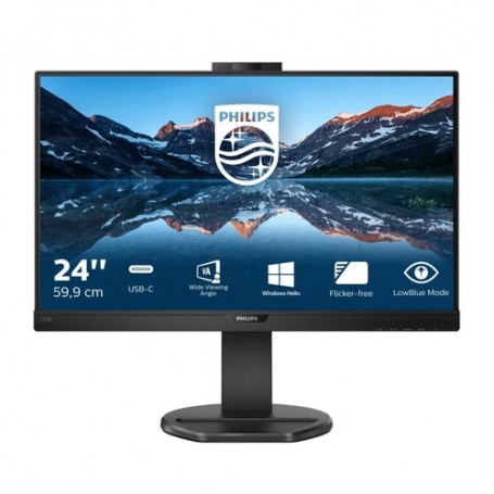 MONITOR PHILIPS LED 23.8"Wide 243B9H/00 IPS 1920x1080 250cd/mq 1000:1 2x2W MM WEBCAM Pivot RegH VGA HDMI DP USB-C doking