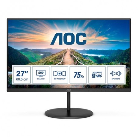 MONITOR AOC LED 27"Wide Q27V4EA IPS 2560 x1440 4ms 250cd/mq 1.000:1(20.000.000:1) 2x2W MM HDMI DP 75Hz