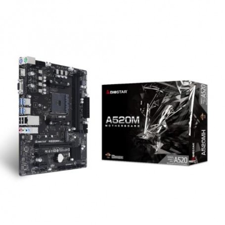 MB BIOSTAR AMD A520MH A520 AM4 2DDR4 VGA +HDMI PCIE, 4*SATA,M.2 mATX