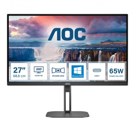 MONITOR AOC LED 27" Wide Q27V5N/BK VA 25 60x1440 4ms 300cd/mq 20.000.000:1 2x3W MM Reg.H PIVOT 2HDMI 2DP