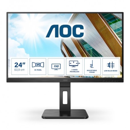 MONITOR AOC LED 23.8" Wide 24P2QM VA 192 0x1080 4ms 300cd/mq 20.000.000:1 2x2W MM Reg.H PIVOT VGA DVI HDMI DP USB