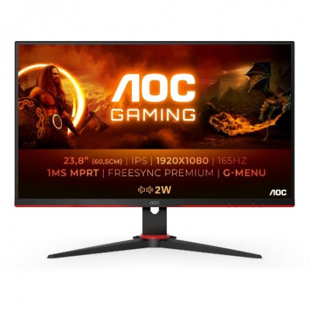 MONITOR AOC LED 23.8" Wide 24G2SPAE/BK 1 65Hz IPS 1920x1080 4ms 300cd/mq 80.000.000:1 2X2W MM Reg.H VGA 2HDMI DP GAMING