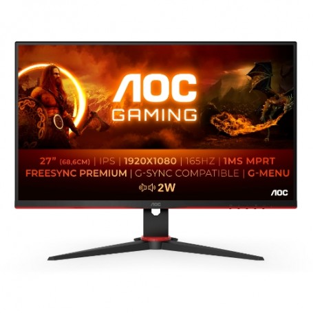 MONITOR AOC LED 27"Wide 27G2SPAE/BK 165H z IPS 1920x1080 4ms 250cd/mq 80.000.000:1 2x2W MM VGA 2HDMI DP GAMING