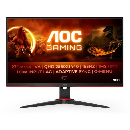MONITOR AOC LED 27"Wide Q27G2E/BK 155Hz VA 2560x1440 4ms 250cd/mq 80.000.000:1 2HDMI DP GAMING