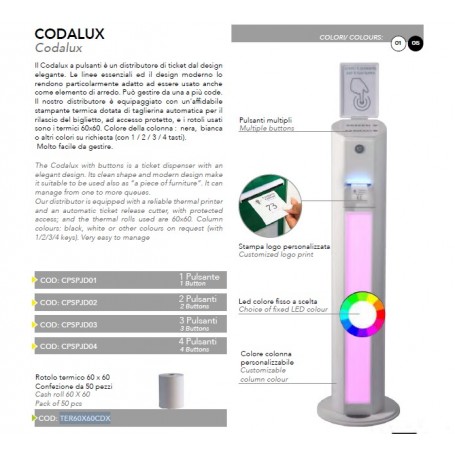 DISTRIBUTORE TICKET CODALUX A 2 CODA BK 
