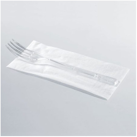 FORCHETTA TRASPARENTE + TOVAGLIOLO 1 V CONFEZIONE DA 1000 PEZZI