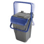 BIDONE CON SPORTELLO A BECCO GRIGIO-BLU IN PLASTICA " SECONDA VITA "