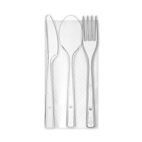 TRIS TRASPARENTE + TOVAGLIOLO CONFEZIONE DA 500 PEZZI