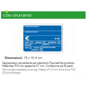 SEGNAPREZZO CANCELLABILE PESCHERIA PVC FORMATO 15X10 CONFEZIONE DA 25 PEZZI