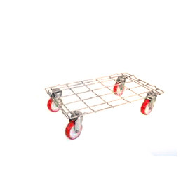 CARRELLO PORTACASSETTE FILO METALLICO CON 4 RUOTE GOMMATE 60X40 CM