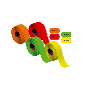 ETICHETTE 26X16 FLUO ARANCIO SAGOMATE SCATOLA DA 36 ROTOLI