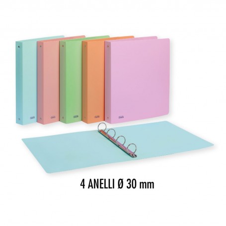 CARTELLINA 4 ANELLI COLORI PASTEL 