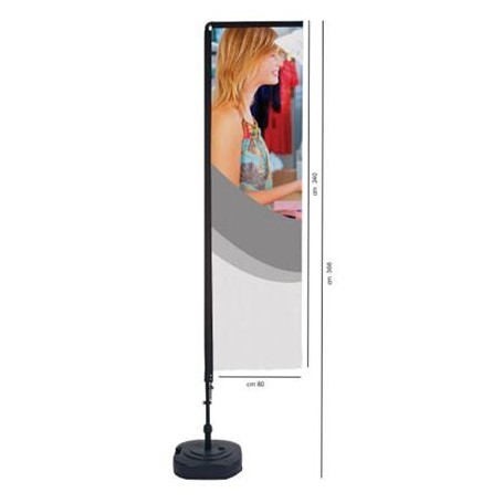 STRUTTURA PER BANDIERA 240X80CM BASE RIEMPIBILE+TUBOLARE IN ALLUMINIO