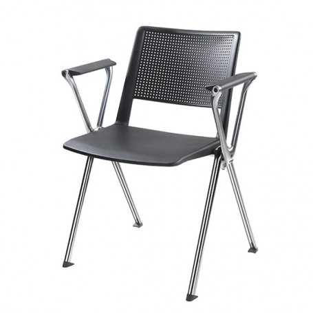 SEDIA FISSA S/BRACC GAMBE CROMATE ROSSA 