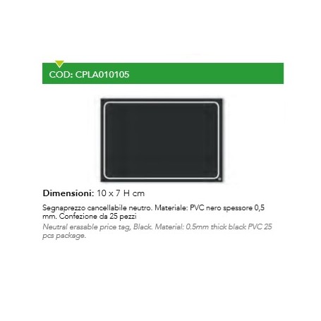 SEGNAPREZZO CANCELLABILE NERO PVC CF. 25 + 1 MARKER + MOLETTA C/CLIP