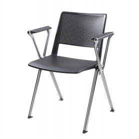 SEDIA FISSA S/BRACC GAMBE CROMATE NERO 