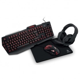 STARTER KIT GAMING TRITON by Atlantis KT 410: TASTIERA RETROILLUM 3Colori + MOUSE RETROILLUM  fino a 3200dpi + CUFFIA+ TA