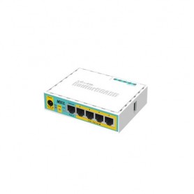 ROUTER MIKROTIK hEX PoE lite with 650MHz CPU,64MB RAM,5xLAN (four withPoE out)USB,RouterOS L4,plastic case and PSU-RB750