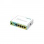 ROUTER MIKROTIK hEX PoE lite with 650MHz CPU,64MB RAM,5xLAN (four withPoE out)USB,RouterOS L4,plastic case and PSU-RB750