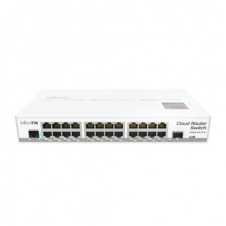 SWITCH MIKROTIK CloudRouter 125-24G-1S-I N with AtherosAR9344 CPU,128MB RAM, 24xGigabit LAN,1xSFP, RouterOS L5,LCD panel,