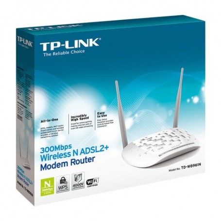 ROUTER TP-LINK TD-W8961N(EU) ADSL2+ 300M bps Wireless N 802.11b/g/n Annex A, 4 FE LAN, 2 ANTENNE FISSE