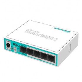 ROUTER MIKROTIK hEX lite with 850MHz CPU , 64MB RAM, 5 LAN ports, RouterOS L4, plastic case, PSU