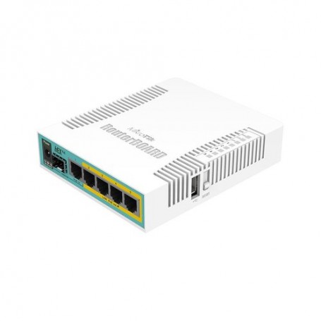 ROUTER MIKROTIK hEX PoE with 800MHz CPU, 128MB RAM, 5x Gigabit LAN (four with PoE out), USB, RouterOS L4, plastic case a